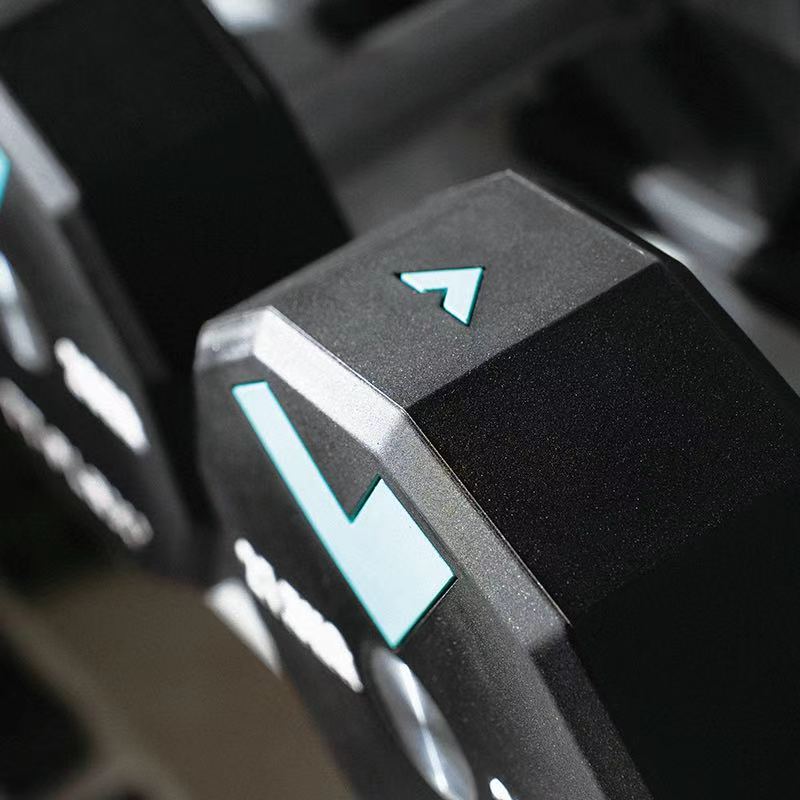TT·FLEX dumbbell octagonal head teal logo detail